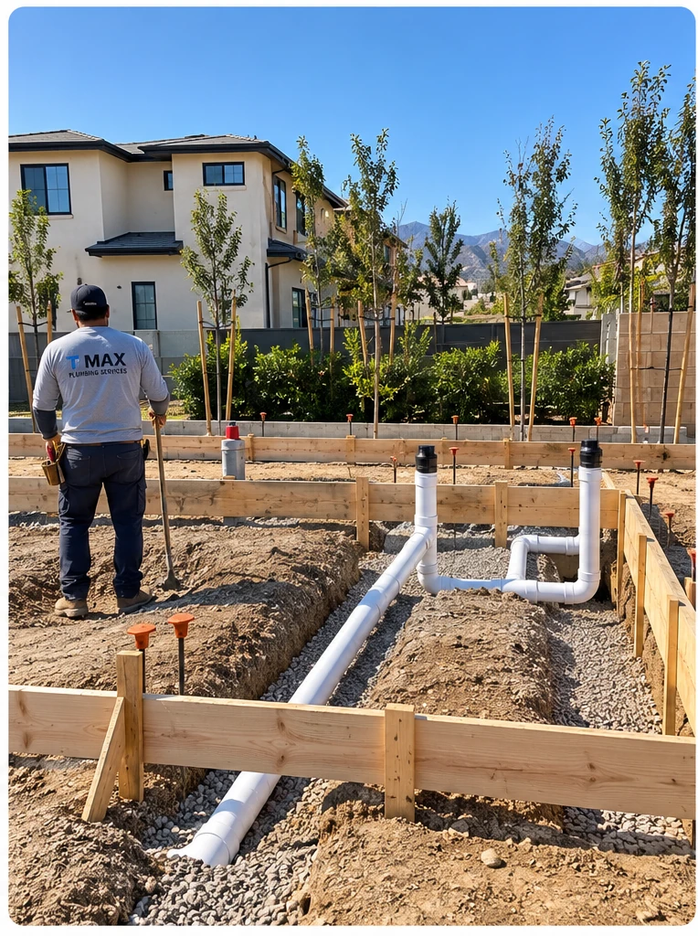 Underground plumbing during new construction